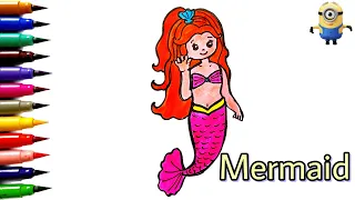 Mermaid Drawing | How to Draw Mermaid Easy Step by Step | Summer Drawing | Easy Drawing for Kids