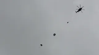 South Korean Paratroopers Static Line Jump From US Navy Helicopter