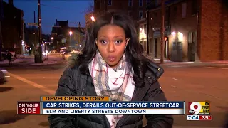 Car hits, derails out-of-service streetcar