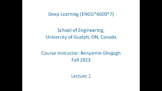 Deep Learning, F23(1): Introduction to the Course and Preliminaries
