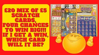 £20 mix of £5 scratch cards. A mix of 4 of the Fiver scratch cards from the Lottery.