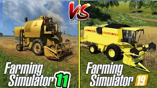 Farming Simulator :  11 vs 19   FIRST JOB  !!! Gameplay Comparison..