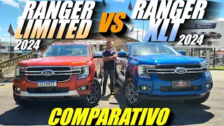 COMPARATIVO Ford RANGER XLT 2024 vs Ford RANGER LIMITED 2024. Qual a melhor versão V6? O que muda?