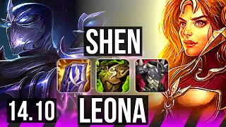 SHEN & Samira vs LEONA & Jhin (SUP) | Rank 5 Shen, 4/4/27 | NA Challenger | 14.10