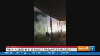 Exploding fireworks rocket through Toledo neighborhood after truck hauling them catches fire
