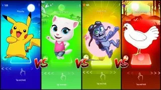 Cute Team: Pikachu - Talking Angela - Crazy Frog - Chicken song | Tiles Hop EDM rush