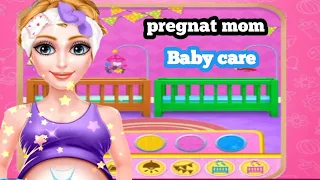 Pregnant mom and care baby
