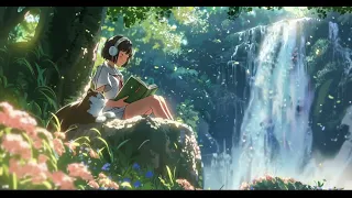 Cute Cat Music: Lofi HipHop study 📗With waterfall For 24/7 lofi Relaxation 🐱#chillhop #loficat