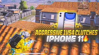 AGGRESSIVE 1VS4 CLUTCHES🔥IPHONE 11 SMOOTH + EXTREME PUBG / BGMI TEST 2024⚡️5 FINGER GAMEPLAY