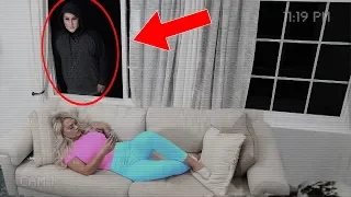 HIDDEN CAMERA shows STALKER LOOKING in my GIRLFRIENDS WINDOW (he was spying on her)