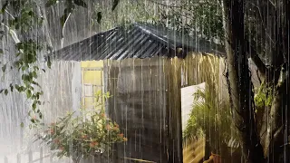 🎧 Listen & Sleep Instantly With Heavy Pouring Rain & Intense Thunder Sounds On A Farm Tent At Night