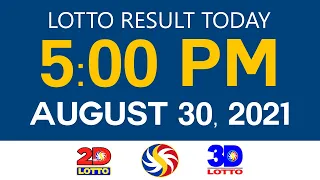 Lotto Results Today August 30 2021 5pm Ez2 Swertres 2D 3D 4D 6/45 6/55 PCSO