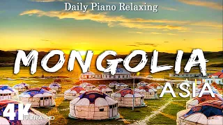 Mongolia 4K Relaxation Film | Beautiful Relaxing Music | Nature Sound, Animals Sound