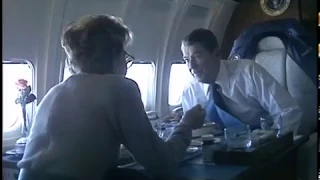 President Reagan and Nancy Reagan on Board Air Force One on December 23, 1988