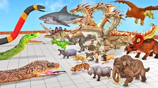 Reptiles Battle - Revolt of Giant Titanoboa vs Wild Animals Dinosaur Animal Revolt Battle Simulator