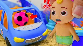 JJ goes looking for a ball at the beach and meets a shark + BEST Compilation Videos for Kids