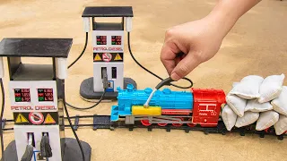 diy tractor mini petrol pump science project | train transport | Sun Farming | @Mini Creative