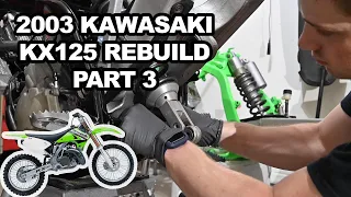 2003 KAWASAKI KX125 REBUILD | PART 3 | SWING ARM & LINKAGE BEARINGS, FRONT BRAKES, AND MORE!