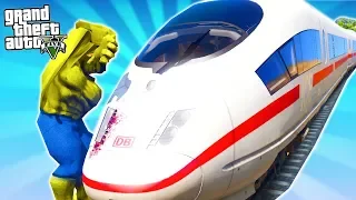 GTA 5 Hulk Mod! HULK vs TRAIN (GTA 5 Mods Incredible Hulk Funny Moments)