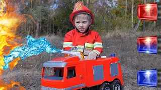 Срочный ВЫЕЗД НА ПОЖАР В ЛЕСУ! Пожарные МАШИНКИ для детей и Пожарный Даник спешат на помощь!