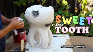 Carving A Styrofoam Prop | Giant Foam Tooth Sculpture | Hard Coating & Foam Carving Techniques