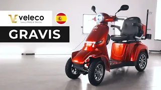 Veleco GRAVIS - scooter eléctrico de movilidad de 4 ruedas con luces LED para terrenos difíciles