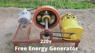 Make Free Energy Generator 220v With 5kw Alternator And Motor Flywheel Free Electricity Generator