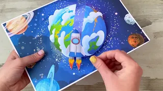 Поделка Ракета ко Дню Космонавтики, космос аппликации из бумаги с шаблонами для детей в школу, сад