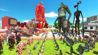 Titan War - Team Colossal Titan VS Team Beast Titan - Animal Revolt Battle Simulator