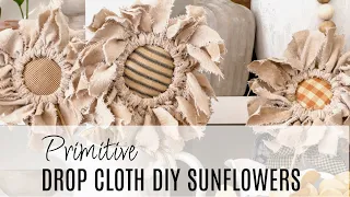 Drop cloth primitive sunflowers