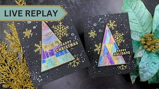 🟣LIVE REPLAY! Iridescent Tree Cards | AmyR 2023 Holiday Card Series #15