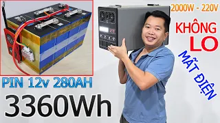 Đóng Pin 12v 280Ah cho Bộ Trạm Điện 3360wh 2000W 220V