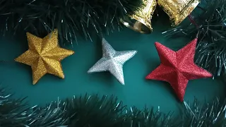 Объемные звёзды своими руками [ШАБЛОН ВНУТРИ] 🎄 Украшение на ёлку рождественская звезда из фоамирана