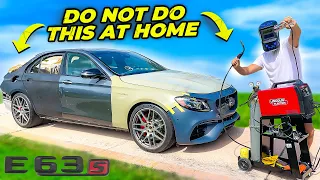 REBUILDING A WRECKED MERCEDES E63 AMG-S | Part 4 REPAIRING STRUCTURAL COMPONENTS!