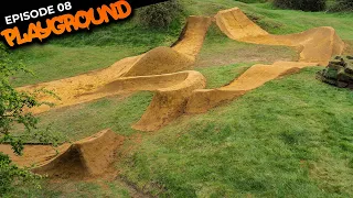 IT’S COMPLETE!! BUILDING AND RIDING THE FULL DIRT JUMP LINE!!