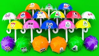 Rainbow CLAY: Looking For Numberblocks, Alphablocks with Colorful Umbrella Shapes - SLIME #ASMR