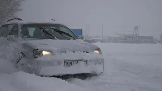 Subaru Legacy snow plowing for fun