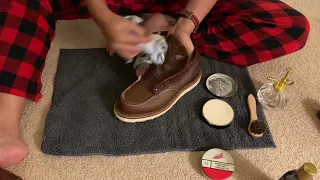 [ASMR] Red wings 1907 Moc Toe boots Cleaning and conditioning