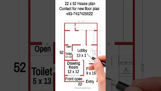 22 x 52 house plan | 1BHK Set | ghar ka naksha | #shorts #shortsvideo #housedesign #home