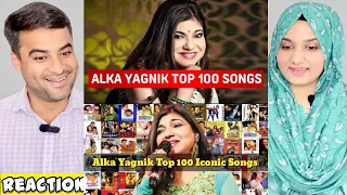 Top 100 Songs Of Alka Yagnik | Random 100 Hit Songs Of Alka Yagnik | Reaction!!! | Amber Rizwan