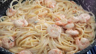 SPAGHETTI COM CAMARÕES AO CREME - O melhor macarrão do mundo