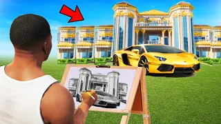 Franklin Uses Magical Painting To Draw Billionare Mansion In Gta V ! GTA 5 new