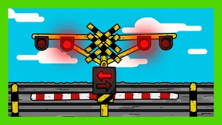 Weird Railroad Crossing Train Animation - Level Crossings, Signals, and Signs - Funny Fumikiri