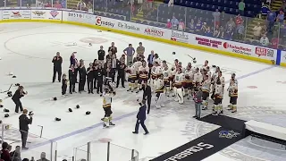 Alex Lyon, Richard Panik, and Pyotr Kochetkov Hoist the Calder Cup