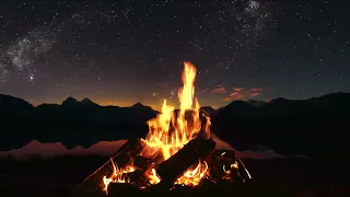 Cozy Campfire 24 hrs 🔥 Burning Fireplace & Crackling Fire Sounds (NO MUSIC)