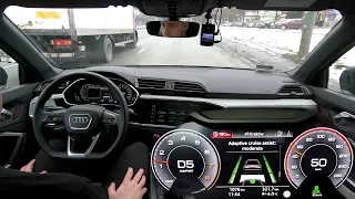 Audi Q3: Adaptive Cruise Assist (on highway & traffic jam) real-life test :: [1001cars]