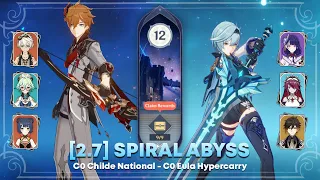 C0 Childe National and C0 Eula Hypercarry - Genshin Impact Abyss 2.7 - Floor 12 9 Stars