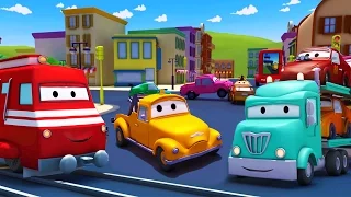 Troy The Train with the Car Carrier and Tom The Tow Truck in Car City | Truck cartoon for children