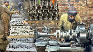 75-year-old man production of crankshafts in factory | Mass production process of crankshaft |