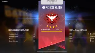 Con esta partida logre llegar a Heroico Elite con 4 Estrellas Free Fire 4600 pts